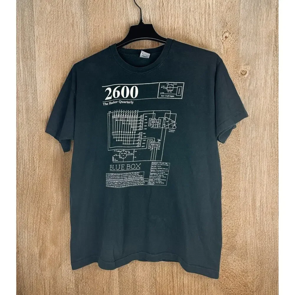Vtg 90's 2600 The Hacker Quarterly Coding T Shirt Single Stitch Double Sided XL - Picture 1 of 9